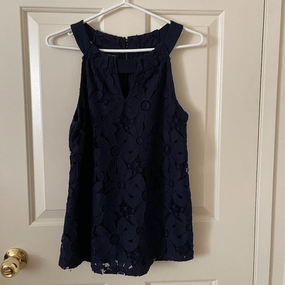 I.N.C International Concepts Navy Blue Halter Top Size Medium - Picture 1 of 5